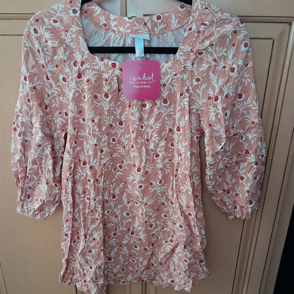 Isabel Maternity Women's Peach/White Top Size XS